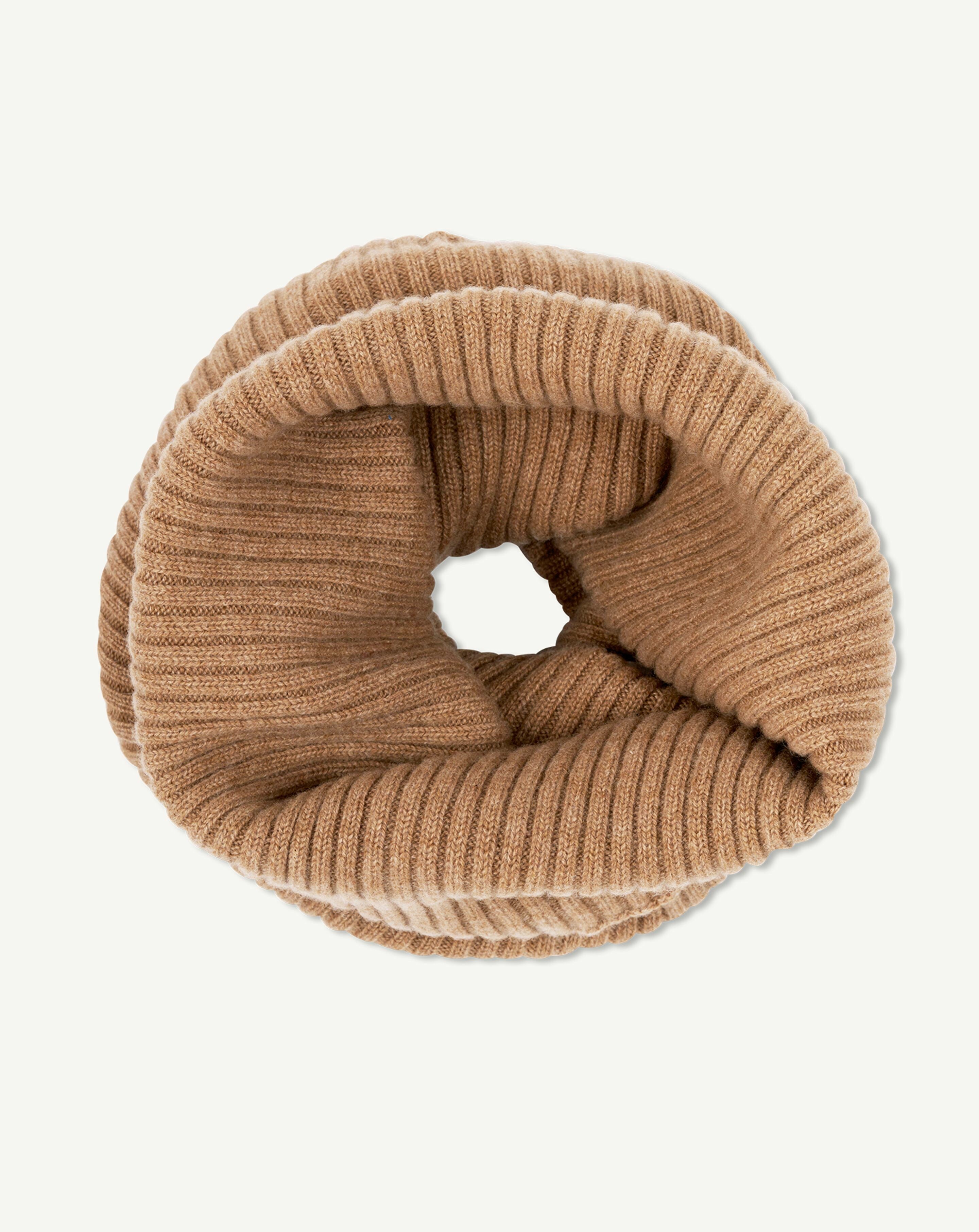 Tour de cou à côtes-CARAMEL-100% cachemire