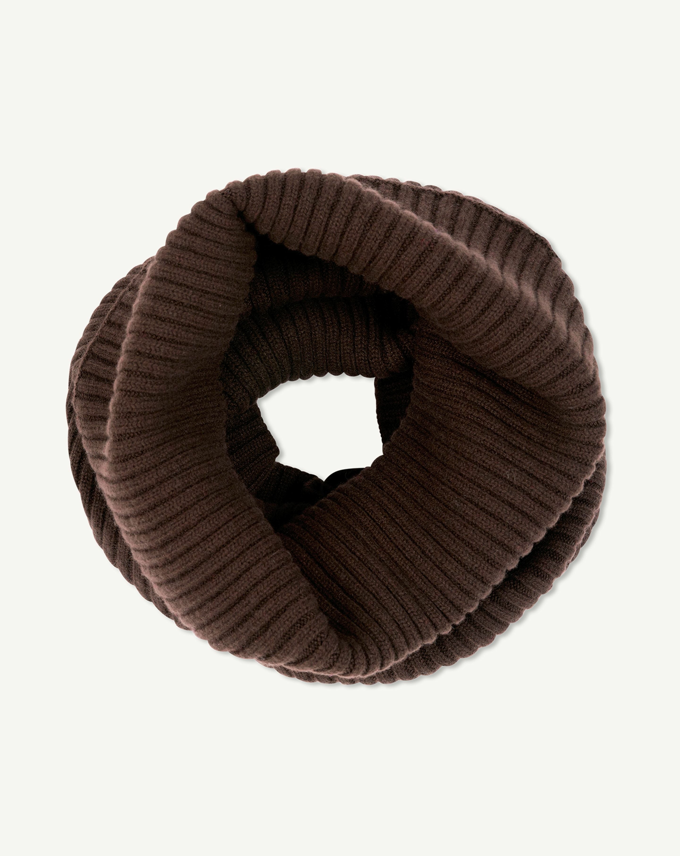 Tour de cou à côtes-CHOCOLAT-100% cachemire