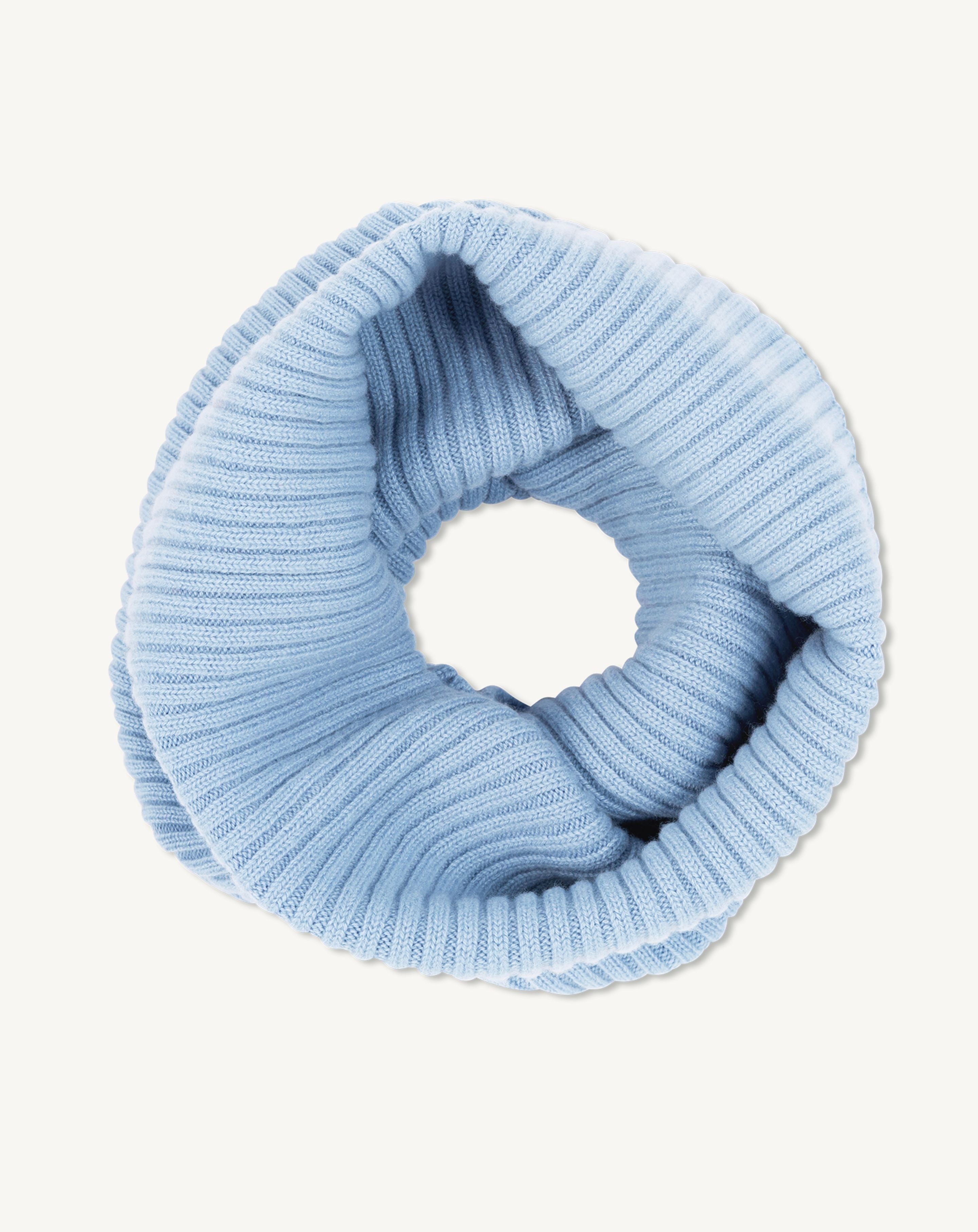 Tour de cou à côtes-BLEU CONCORDE-100% cachemire