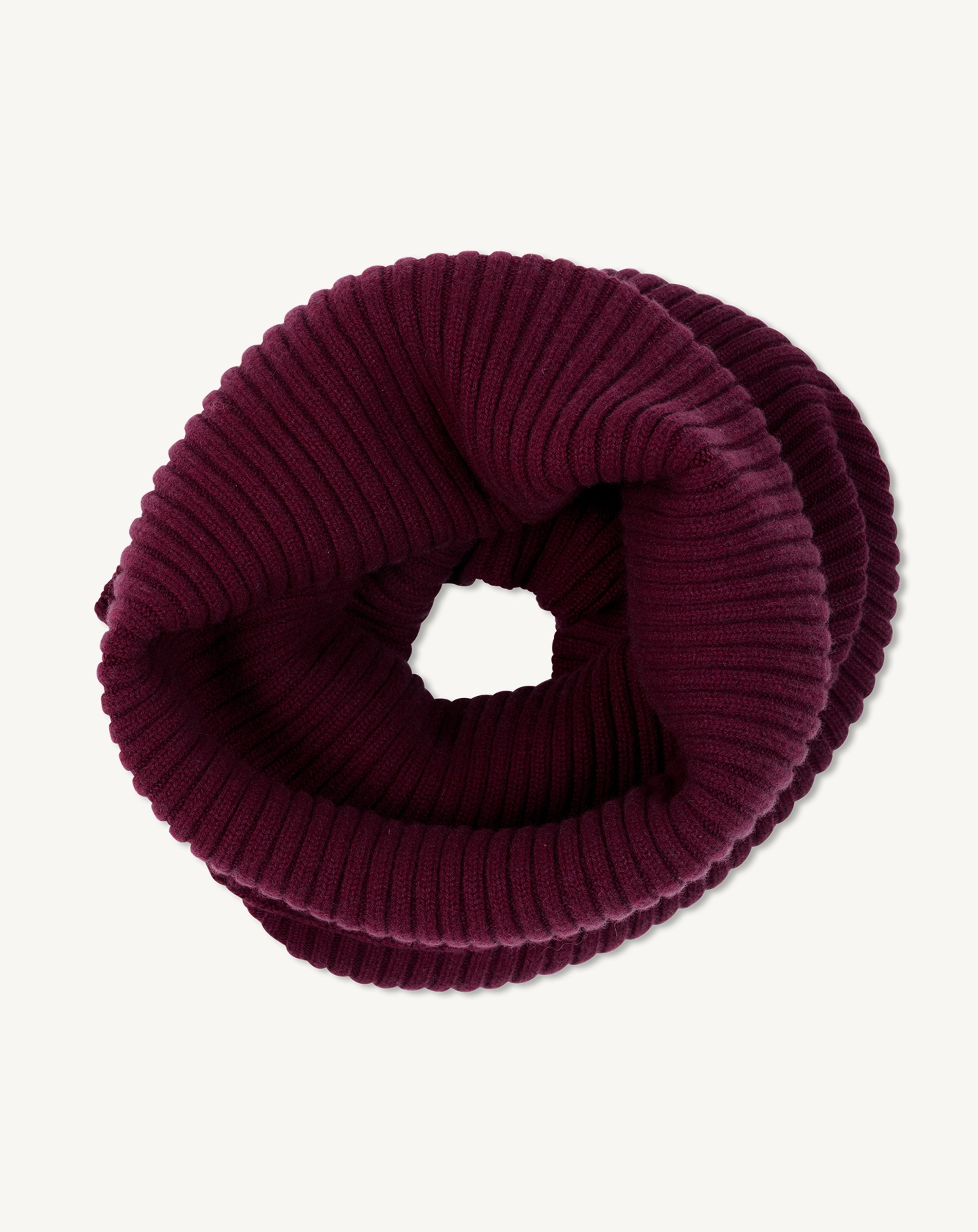Tour de cou à côtes-PRUNE DAMAS-100% cachemire