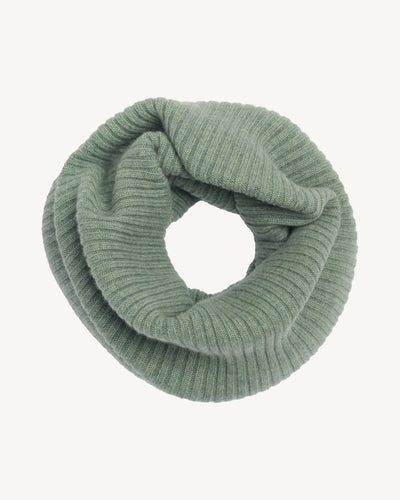 Tour de cou à côtes-VERT DE GRIS-100% cachemire