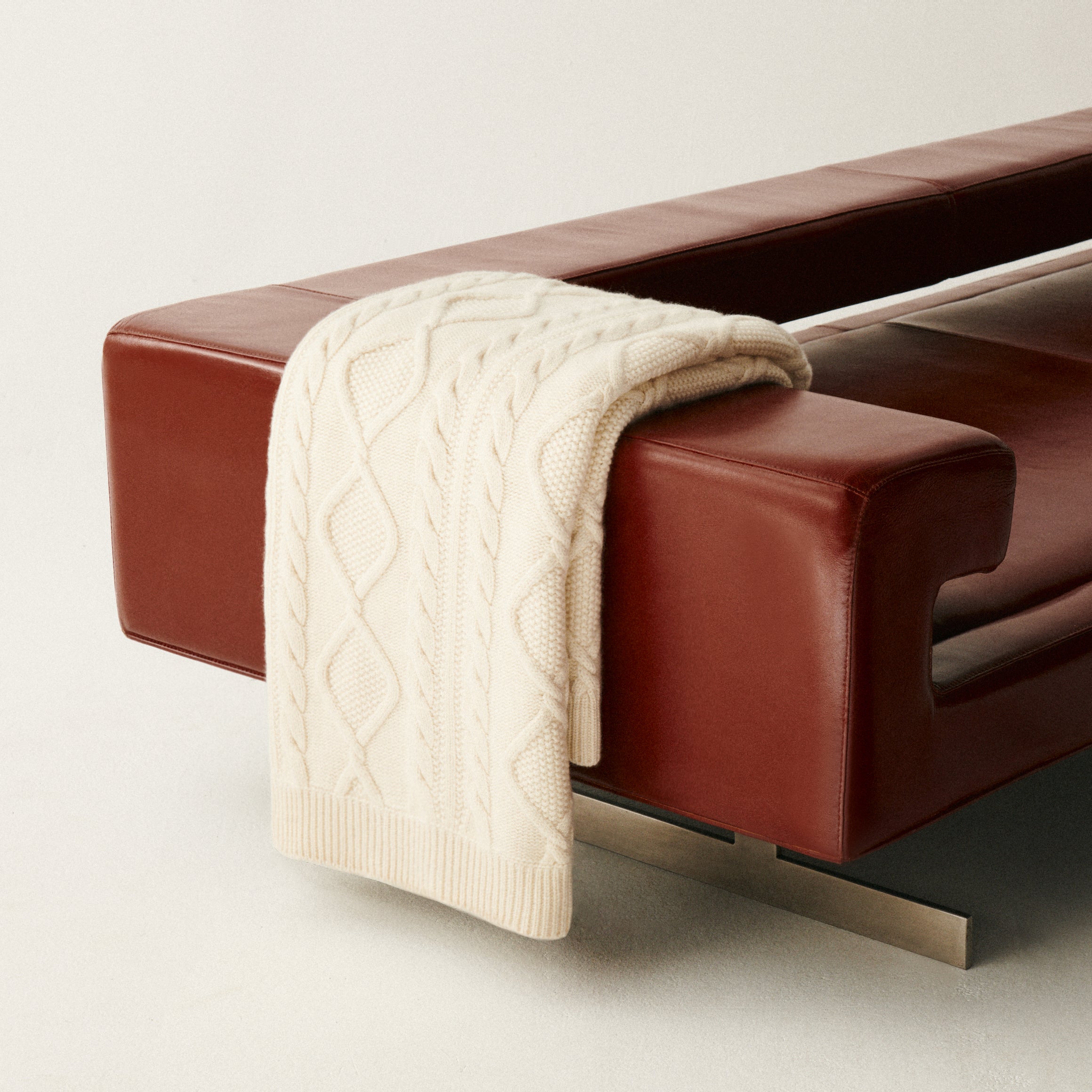 Plaid jeu de torsades-ECRU-100% cachemire