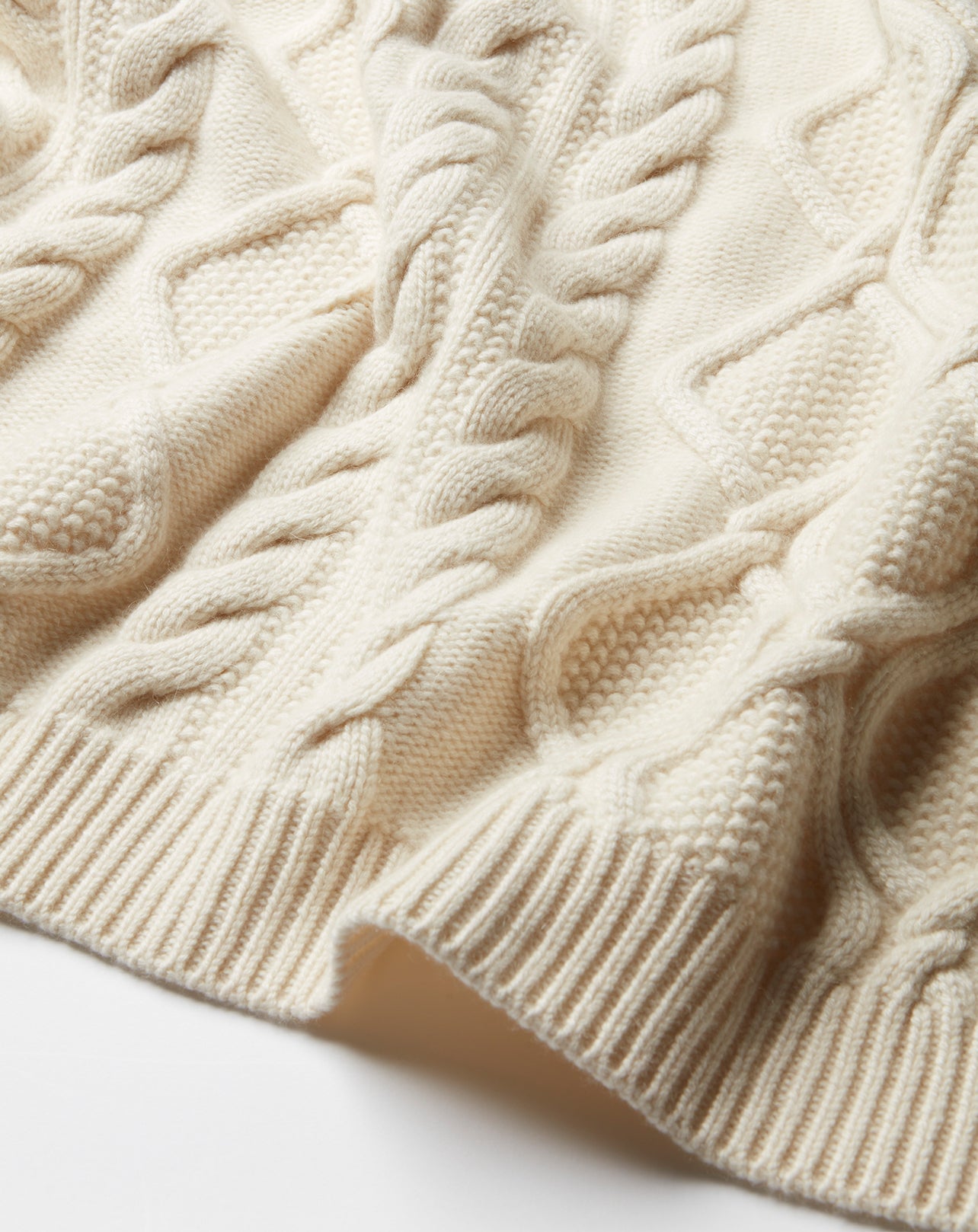 Plaid jeu de torsades-ECRU-100% cachemire