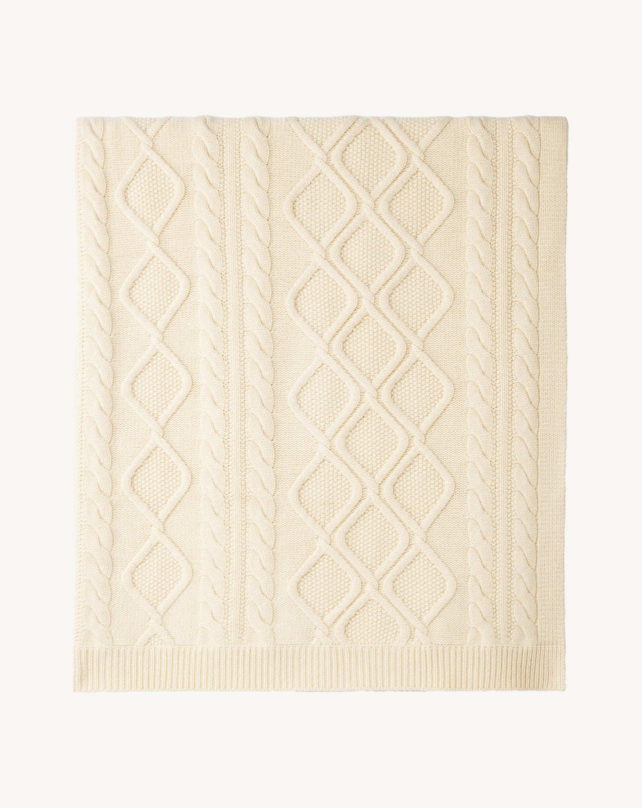 Plaid jeu de torsades-ECRU-100% cachemire