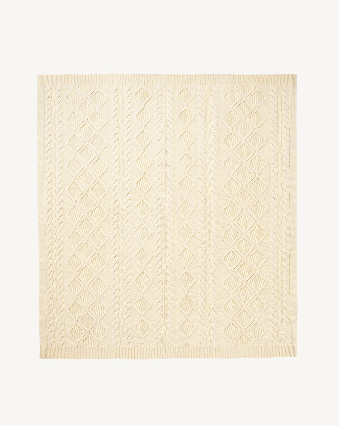 Plaid jeu de torsades-ECRU-100% cachemire