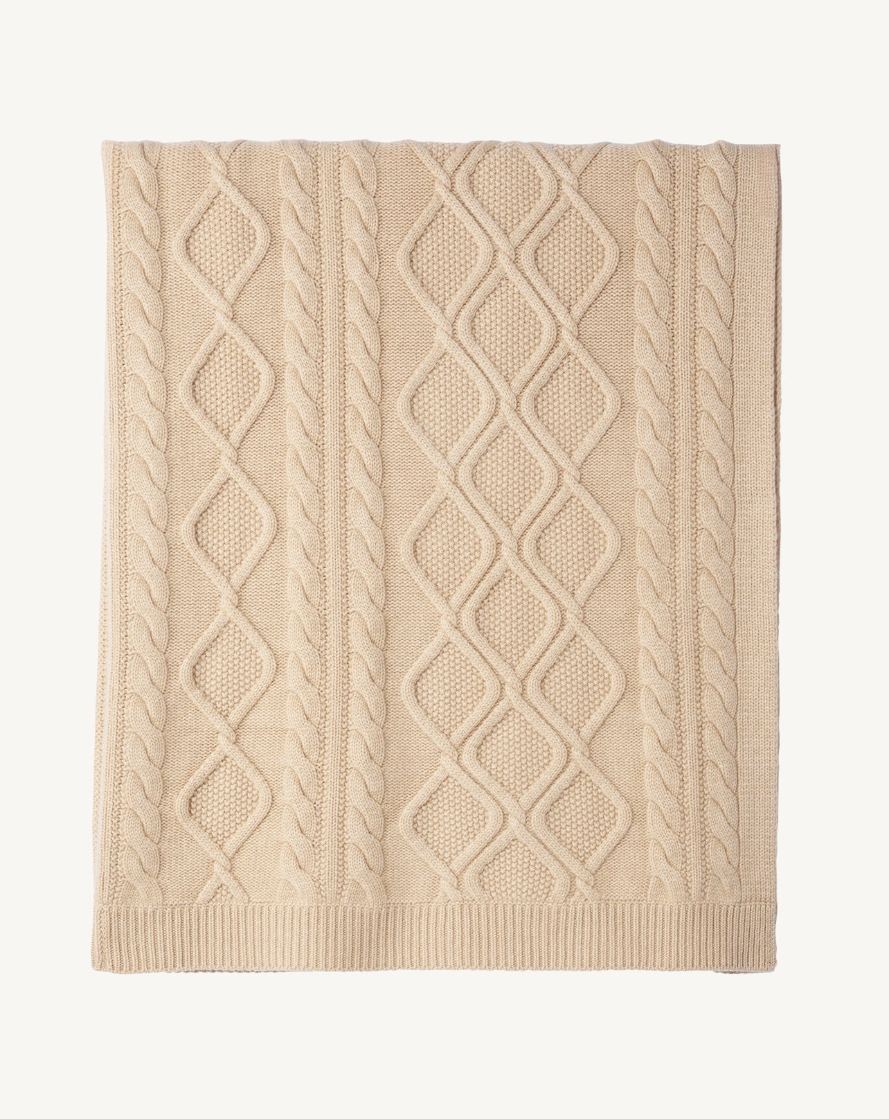 Plaid jeu de torsades-BEIGE-100% cachemire