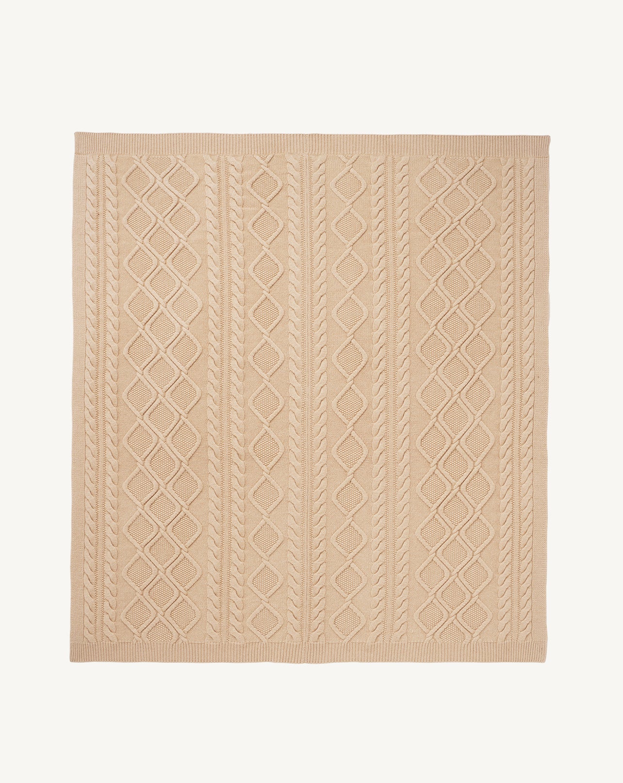 Plaid jeu de torsades-BEIGE-100% cachemire