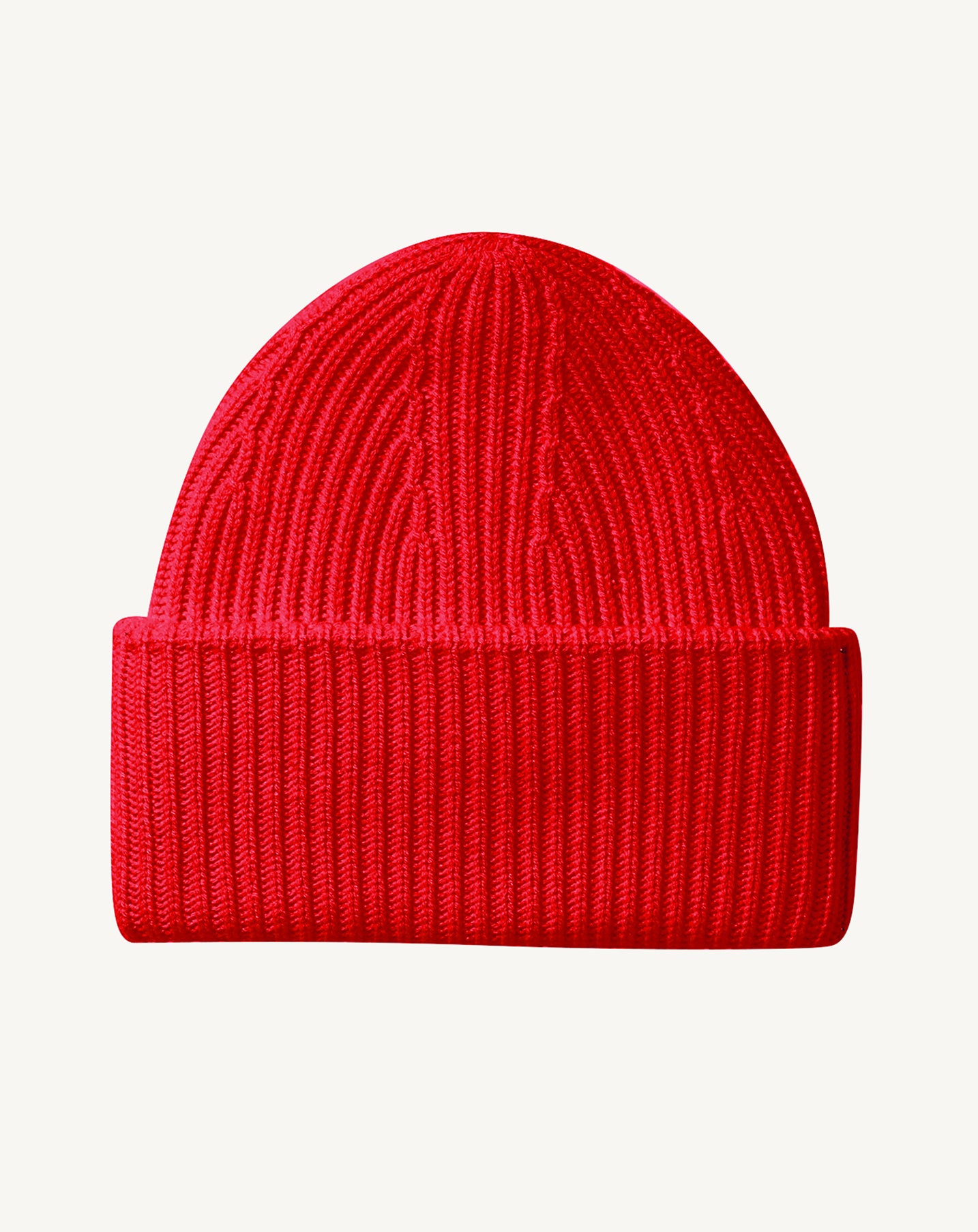 Bonnet ample à côtes-ROUGE GORGE-100% CACHEMIRE