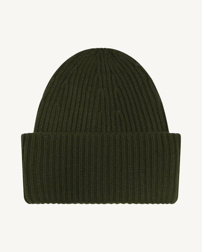 Bonnet ample à côtes-KAKI KOMBU-100% cachemire