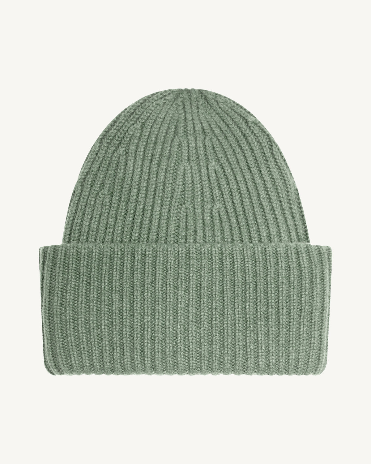 Bonnet ample à côtes-VERT DE GRIS-100% cachemire