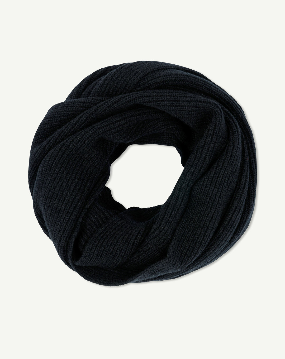 Snood à côtes-NOIR-100% cachemire