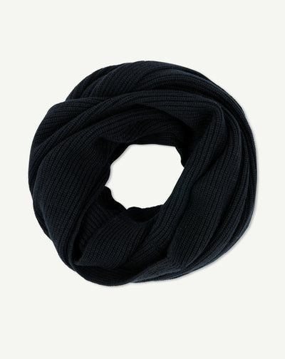 Snood à côtes-NOIR-100% cachemire
