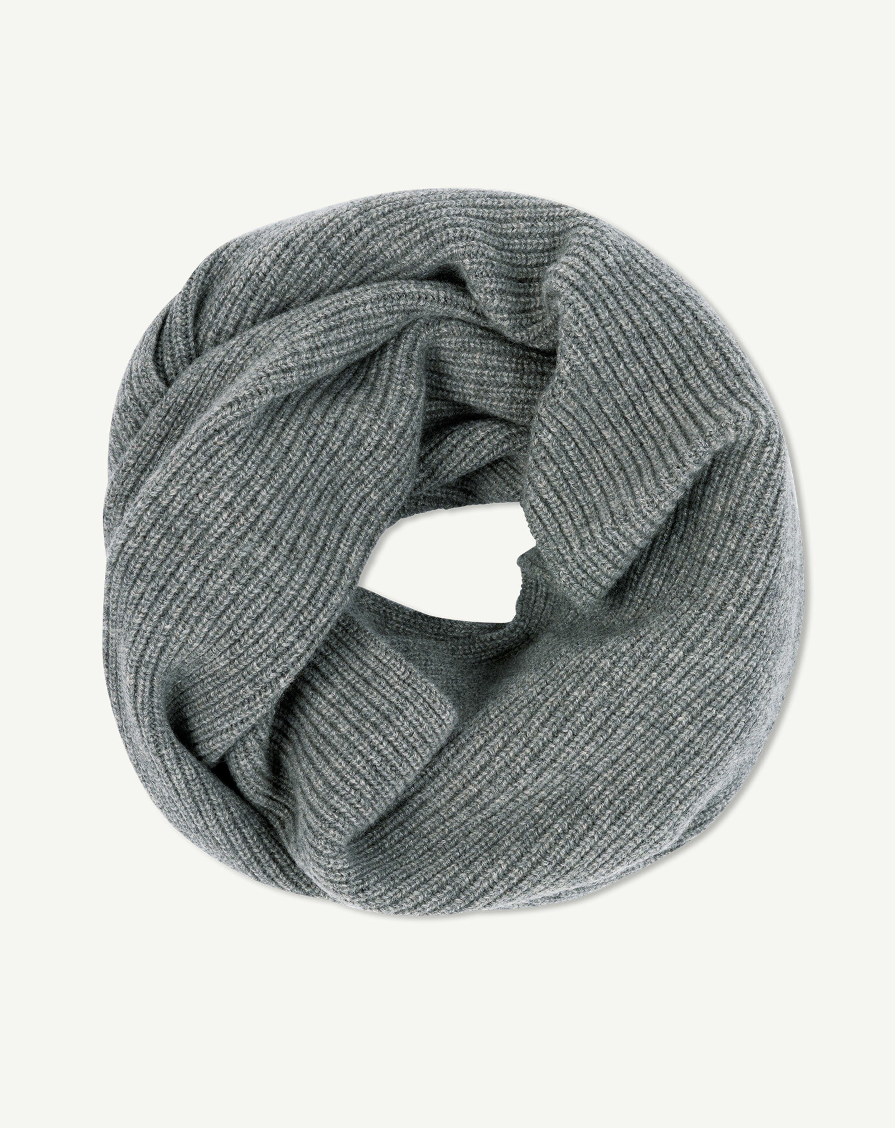 Snood à côtes-GRIS METEORITE-100% cachemire