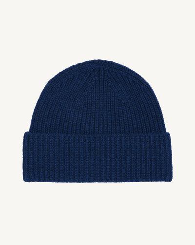 Bonnet à côtes-MARINE-100% cachemire