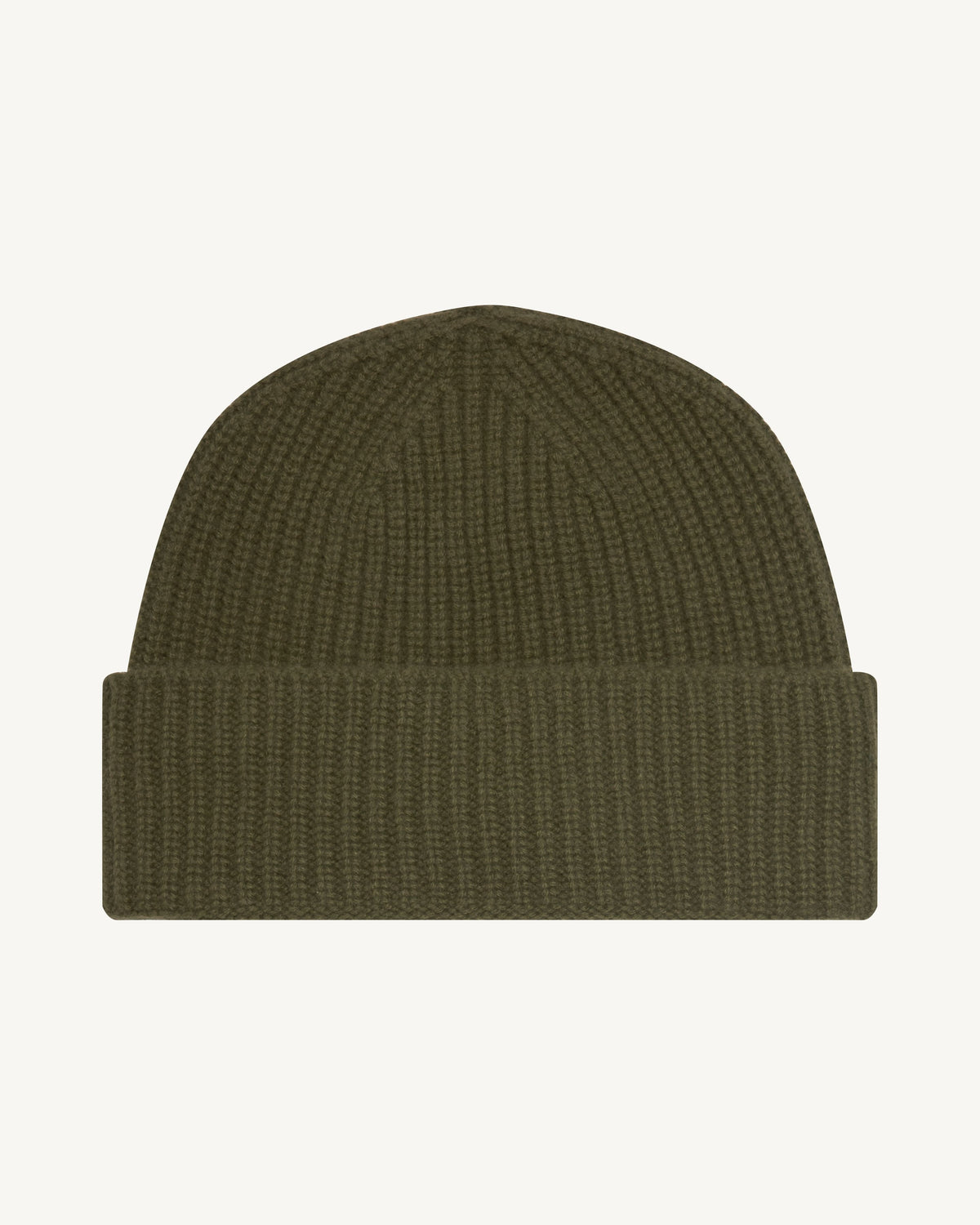 Bonnet à côtes-OLIVE-100% cachemire