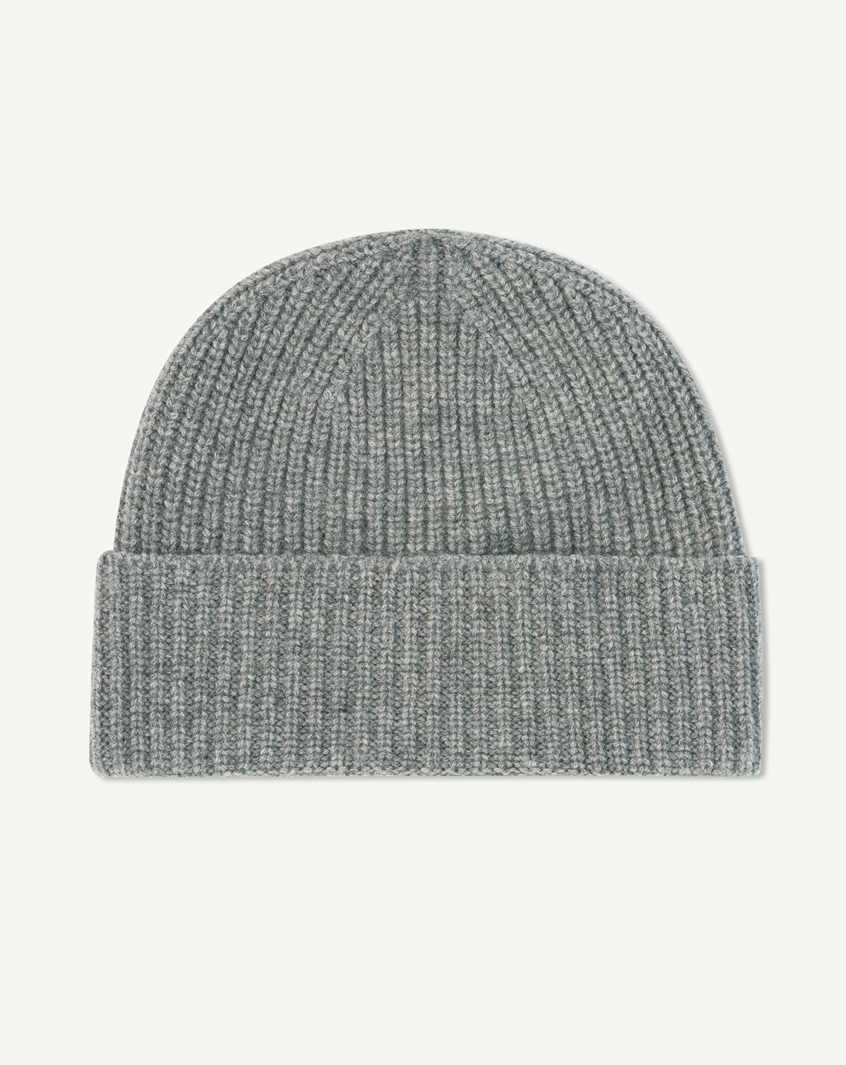 Bonnet à côtes-GRIS METEORITE-100% cachemire