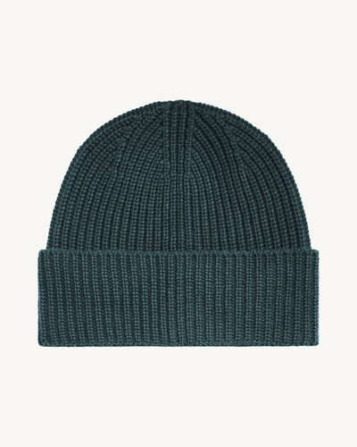 Bonnet à côtes-BLEU GRANIT-100% cachemire