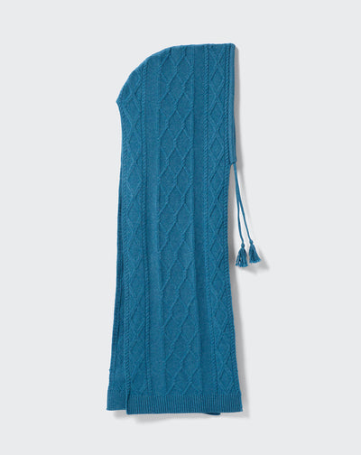 Écharpe capuche-BLEU CANOE-100% CACHEMIRE