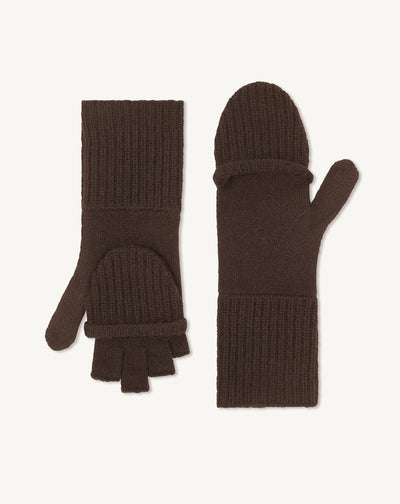 Mitaines à rabat-CHOCOLAT-100% cachemire