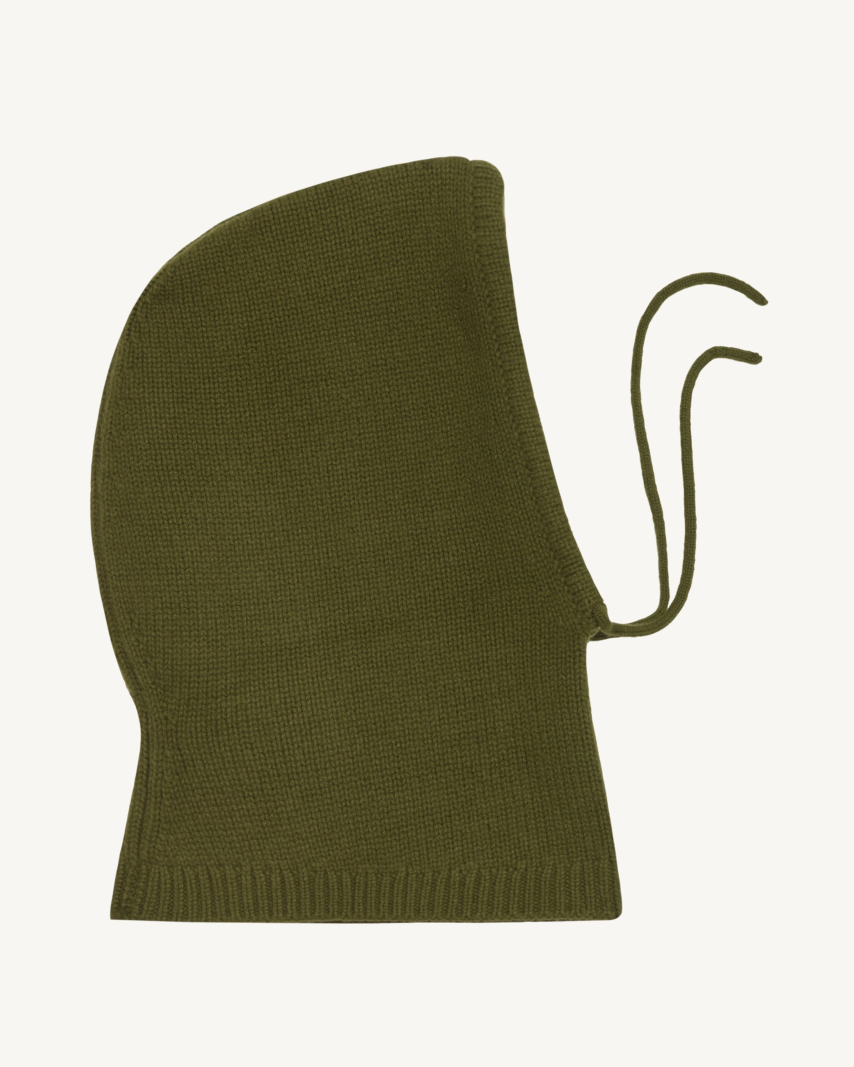 Cagoule à cordons-OLIVE-100% cachemire