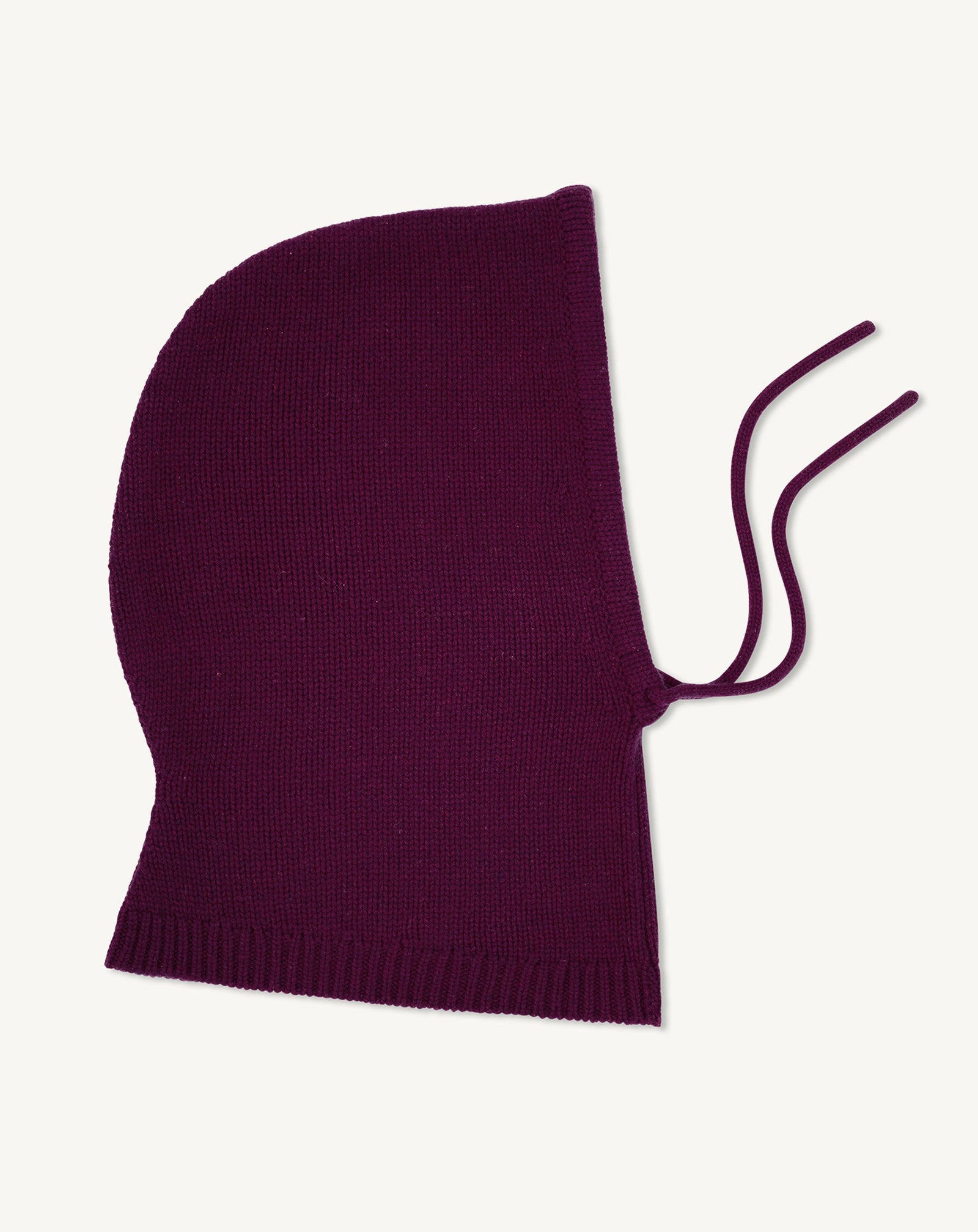 Cagoule à cordons-PRUNE DAMAS-100% cachemire