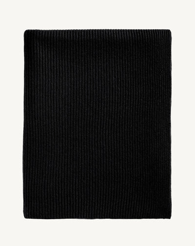 Écharpe en maille à côtes-NOIR-100% cachemire