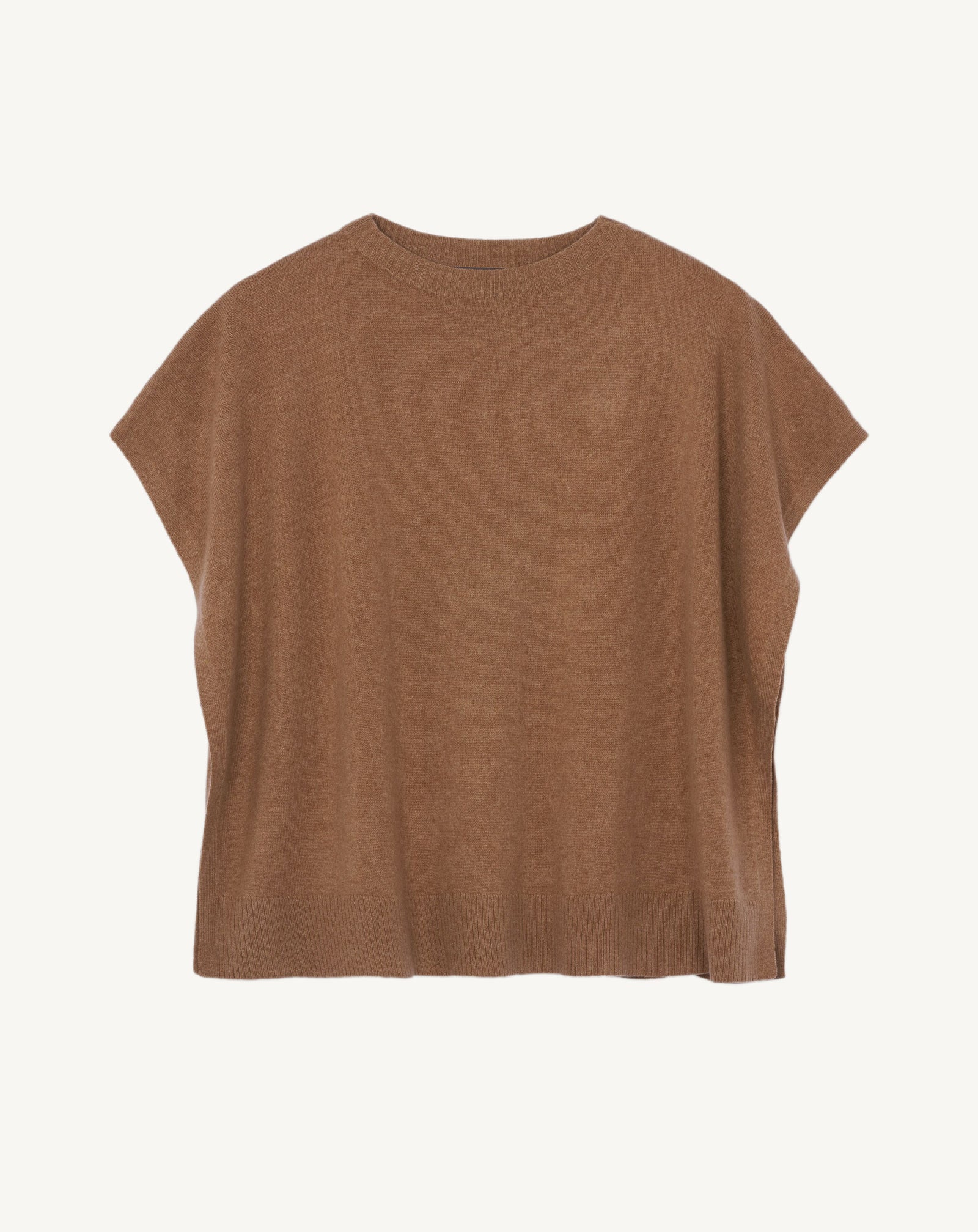 Poncho col bateau-CARAMEL-100% cachemire