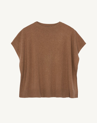 Poncho col bateau-CARAMEL-100% cachemire