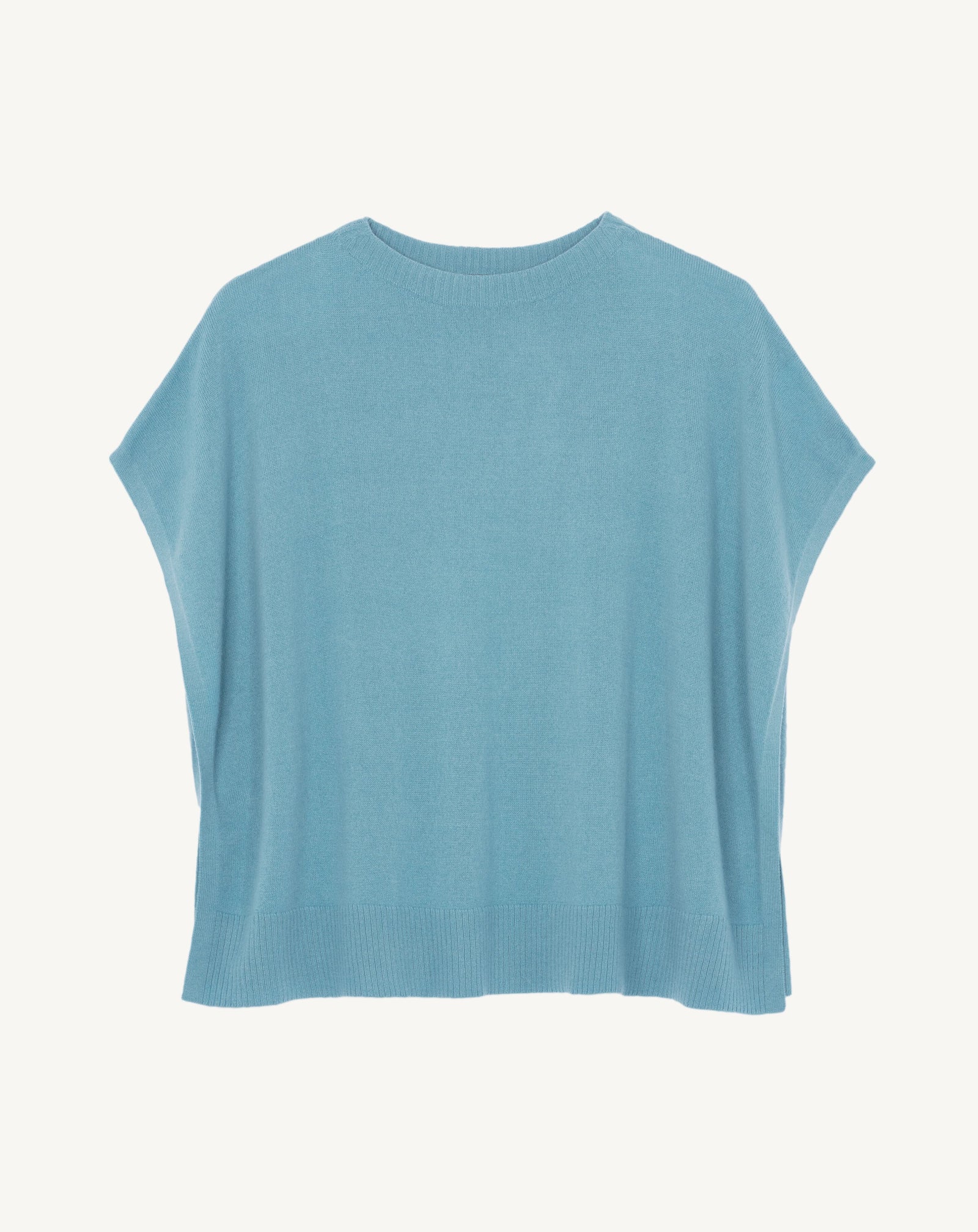 Poncho col bateau-BLEU HERON-100% cachemire