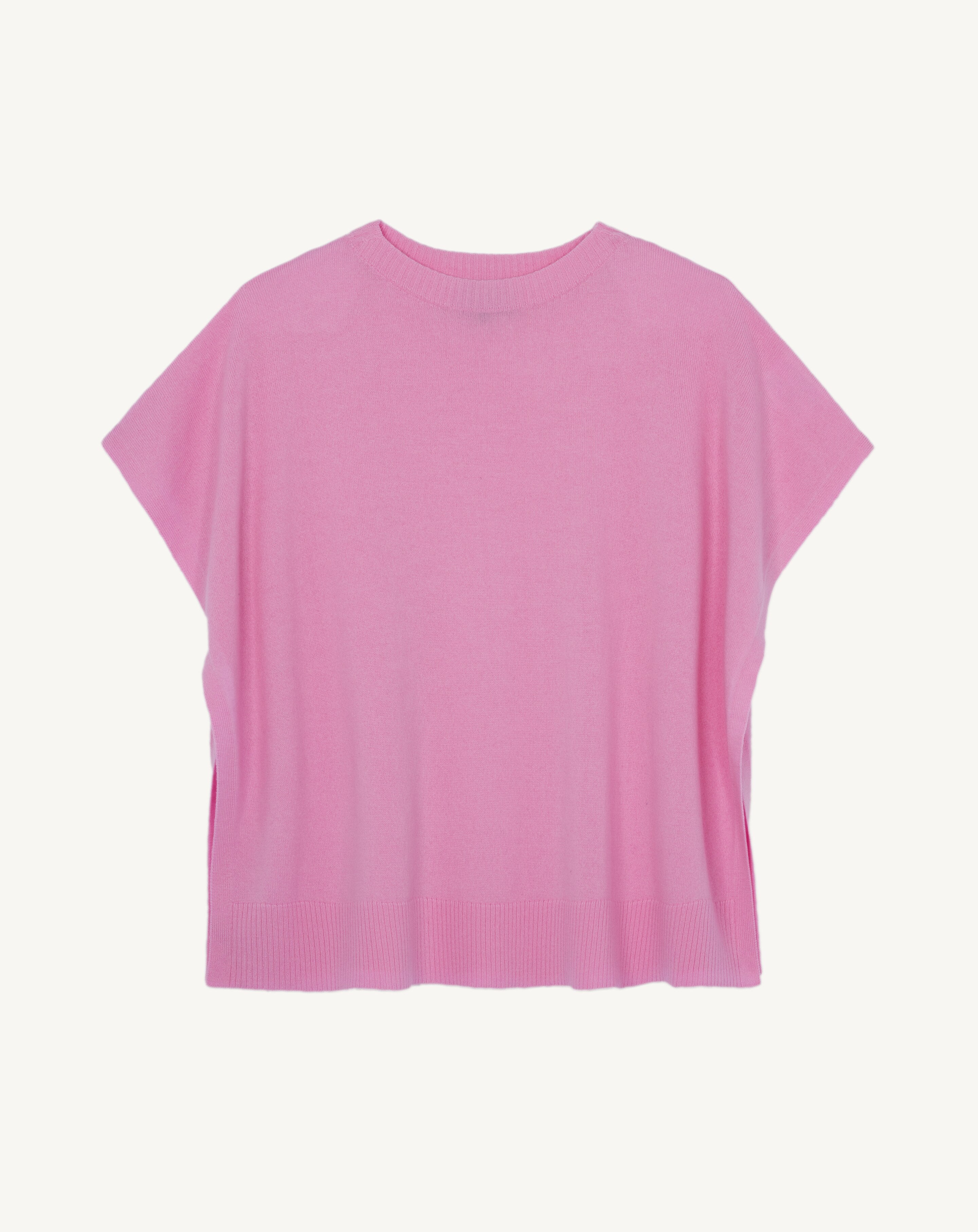 Poncho col bateau-ROSE INDIEN-100% cachemire