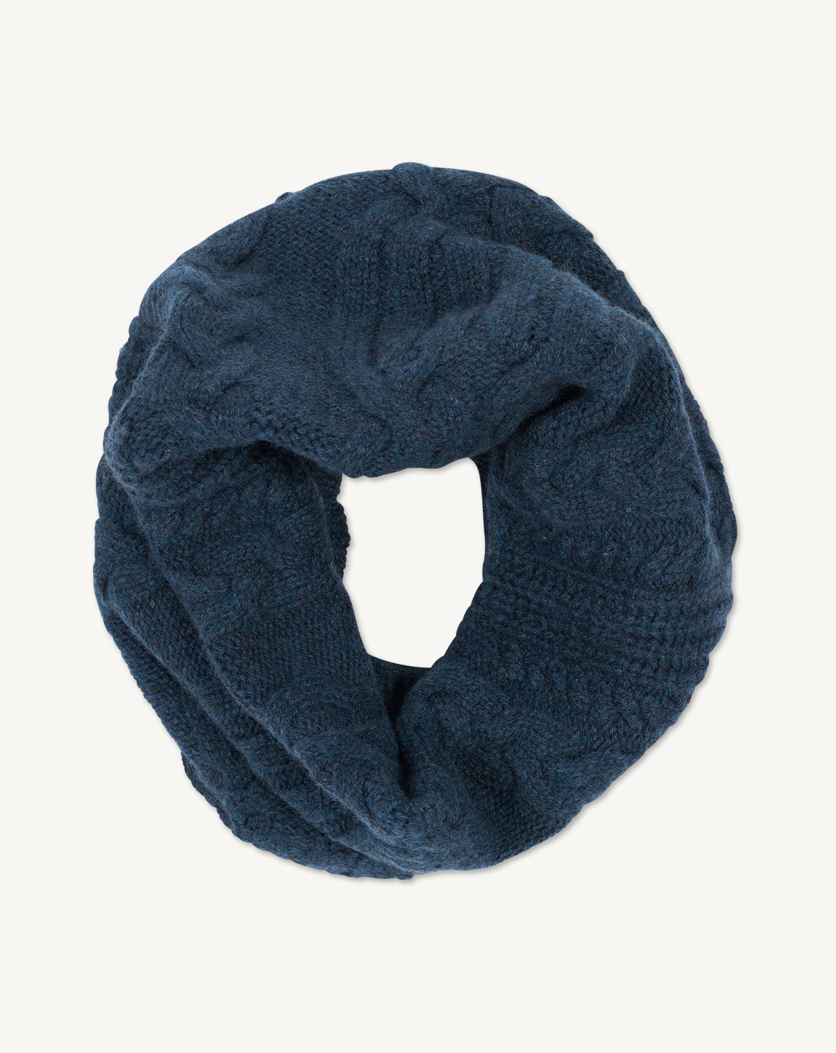 Tour de cou à torsades les 40 ans-BLEU CALYPSO-100% cachemire