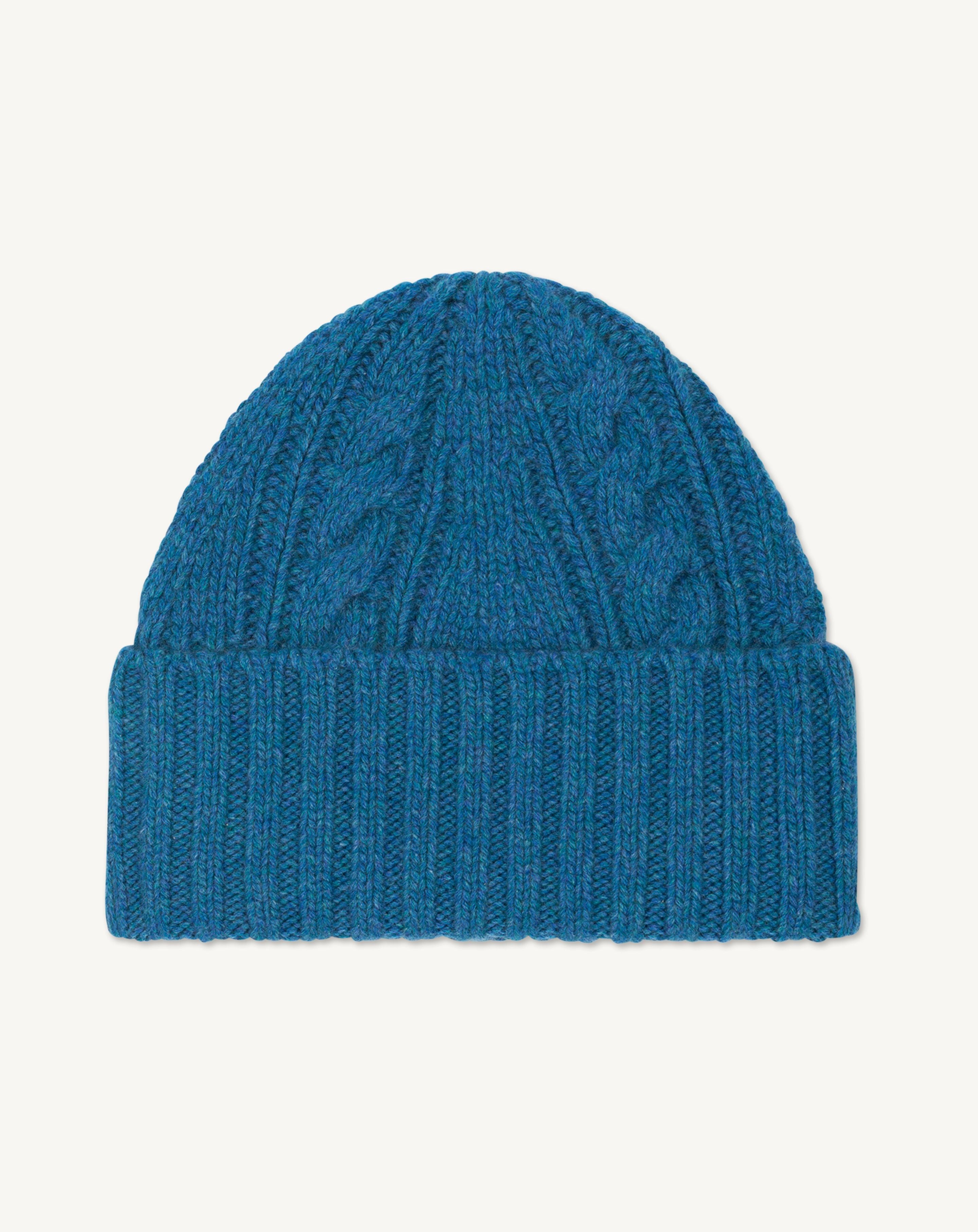 Cable-knit beanie hat in Cashmere Mix canoe blue | Eric Bompard