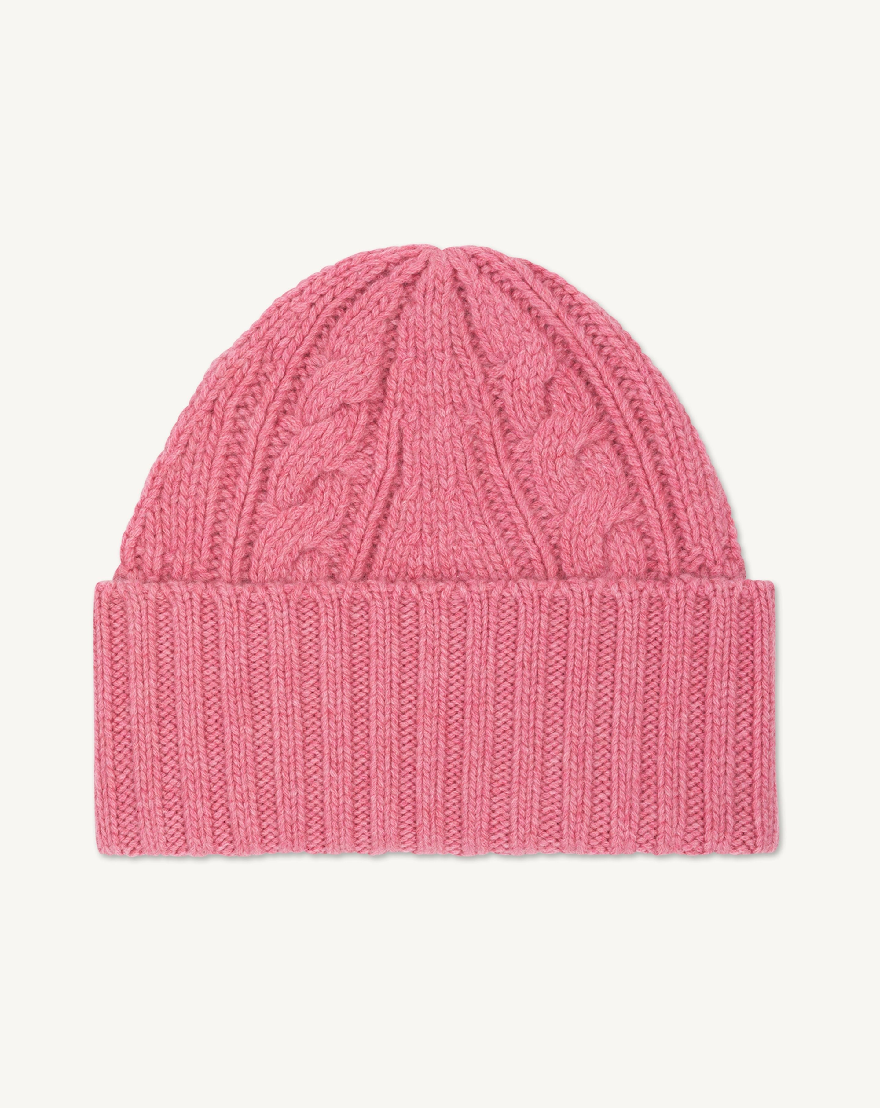 Bonnet à torsades les 40 ans-ROSE CAMEO-100% cachemire