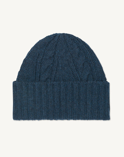 Bonnet à torsades les 40 ans-BLEU CALYPSO-100% cachemire