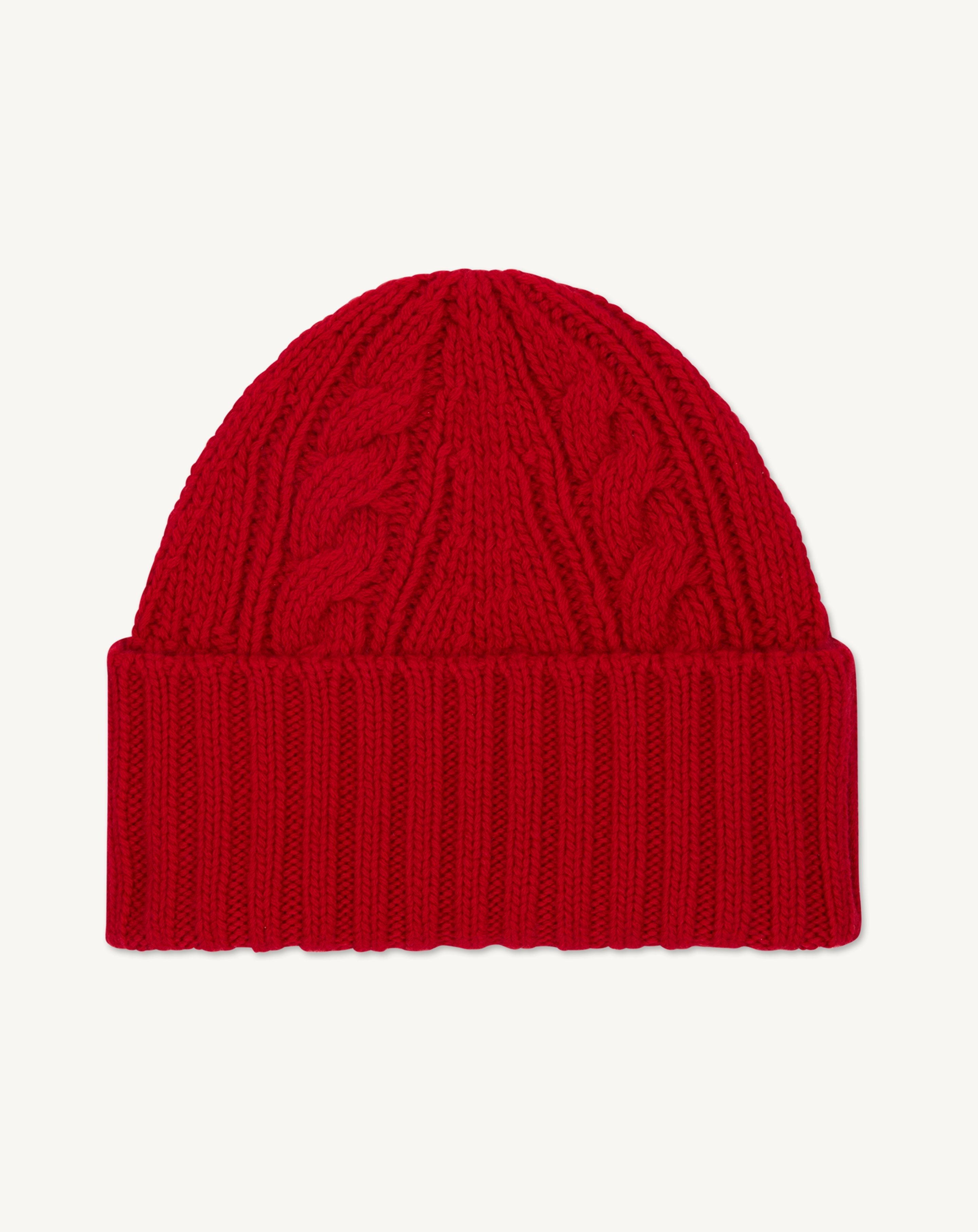 Bonnet à torsades les 40 ans-ROUGE QUARANTE-100% cachemire