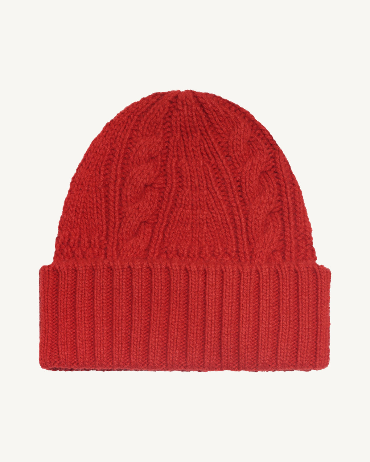 Bonnet à torsades-ROUGE QUARANTE-100% cachemire