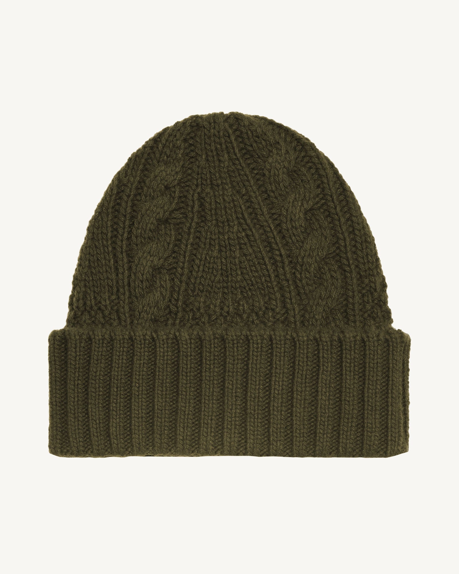 Bonnet à torsades-KAKI KOMBU-100% cachemire