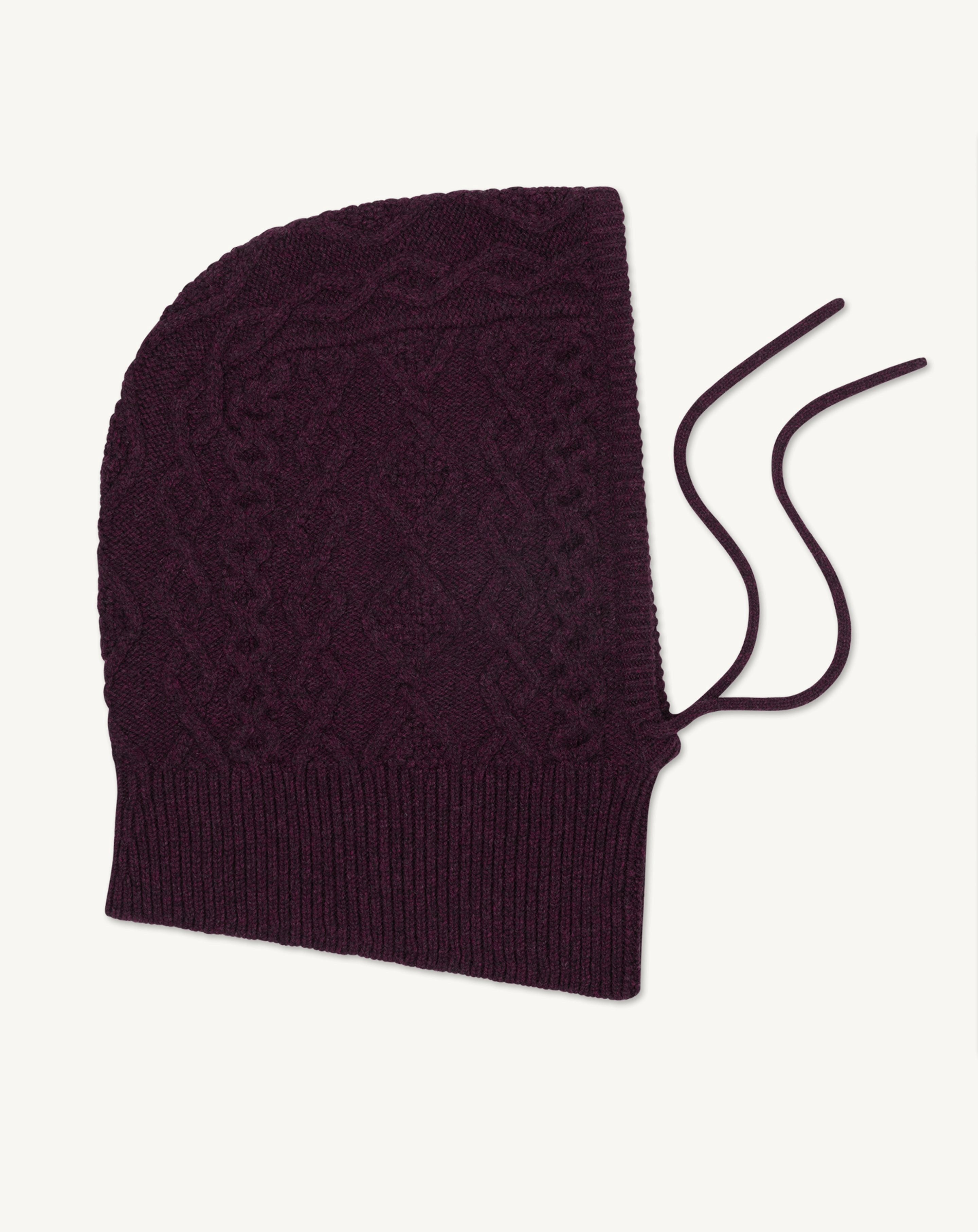 Cable-knit balaclava in Cashmere Mix blackberry | Eric Bompard