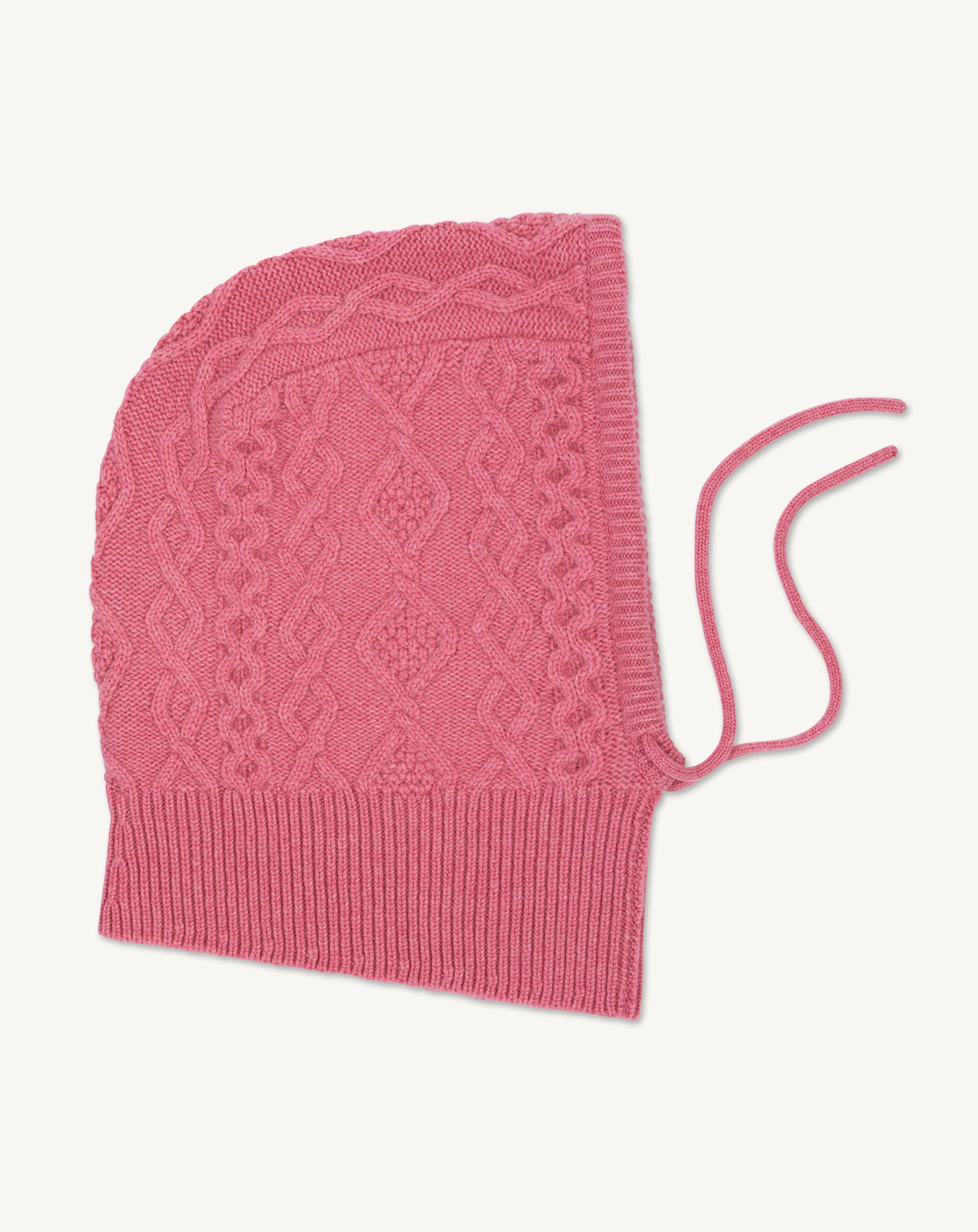 Cagoule à torsades les 40 ans-ROSE CAMEO-100% cachemire