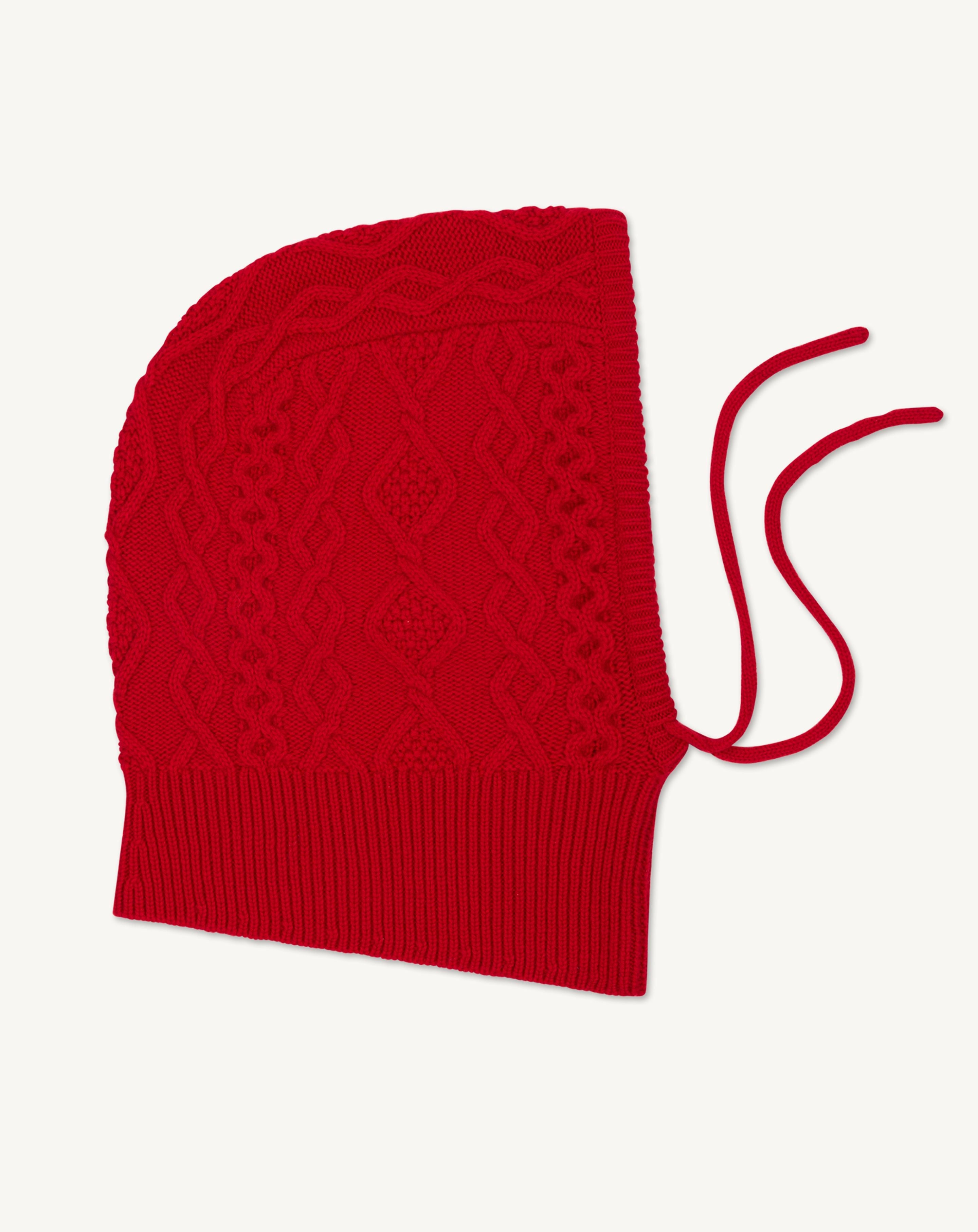 Cagoule à torsades les 40 ans-ROUGE QUARANTE-100% cachemire