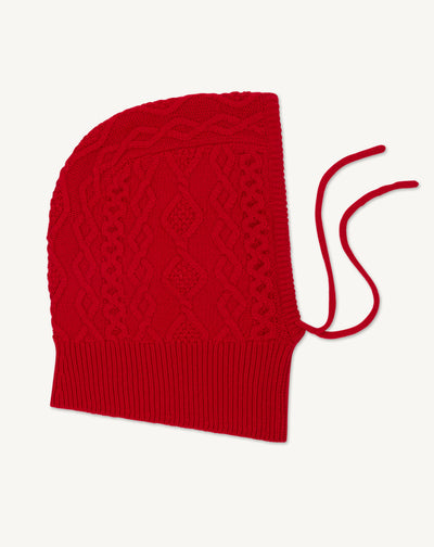 Cagoule à torsades les 40 ans-ROUGE QUARANTE-100% cachemire