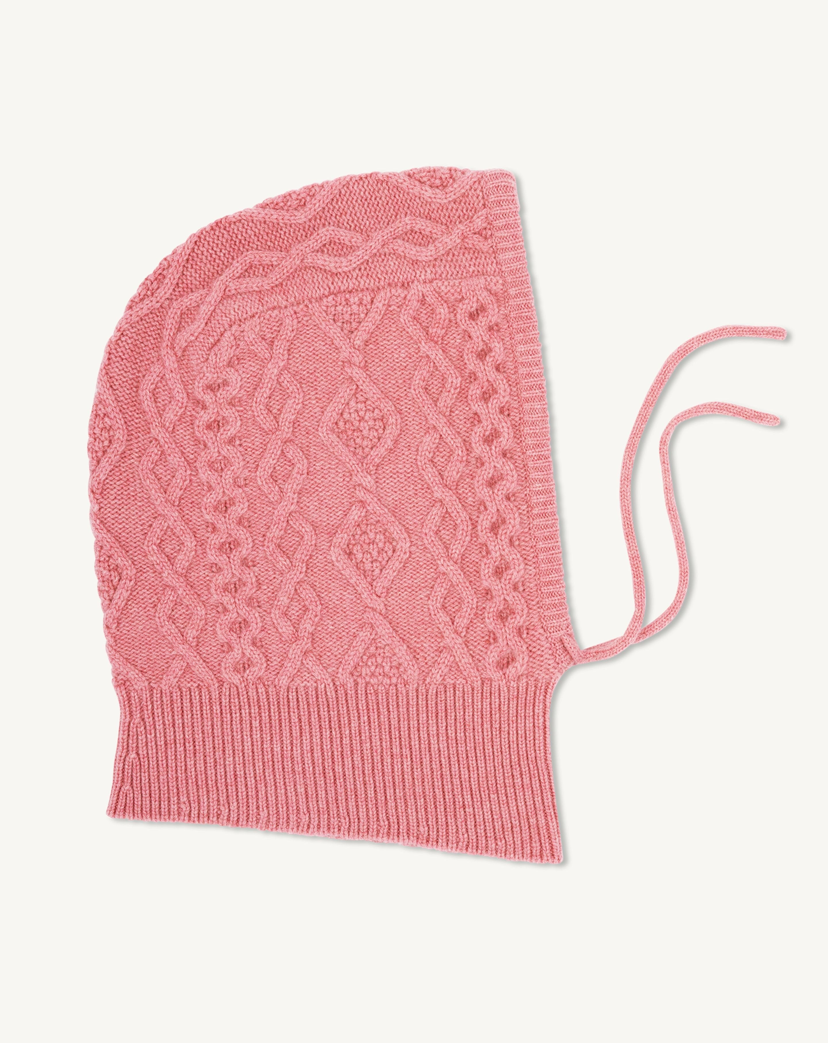 Cagoule à torsades-ROSE CAMEO-100% cachemire