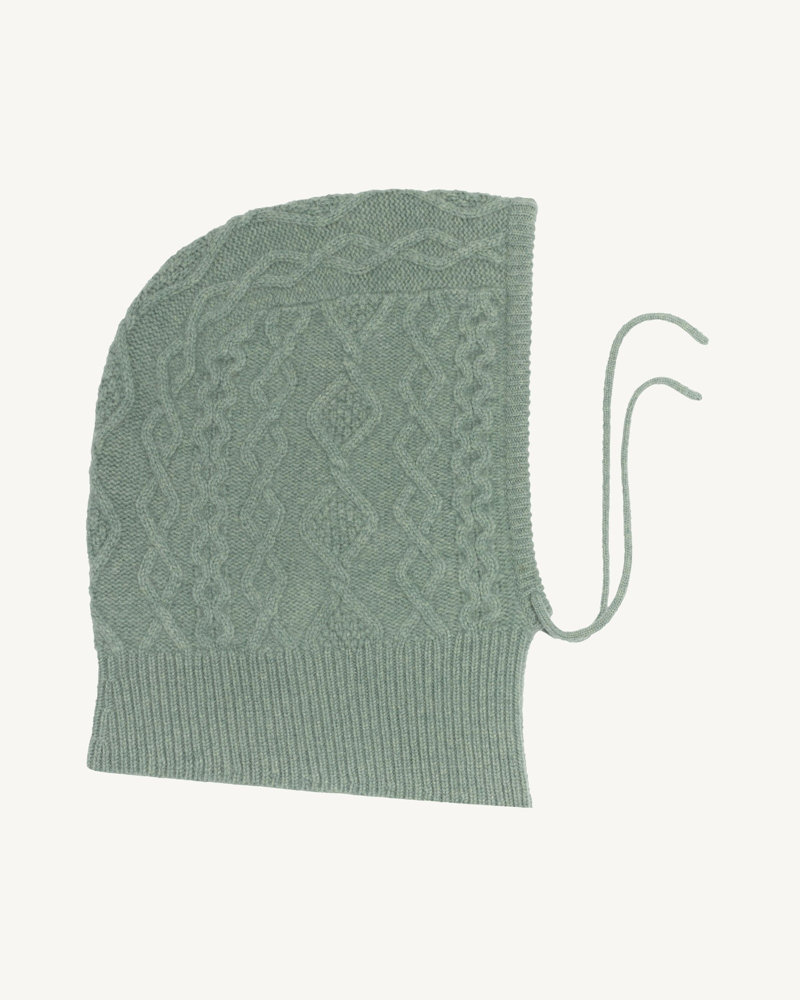 Cagoule à torsades-VERT DE GRIS-100% cachemire