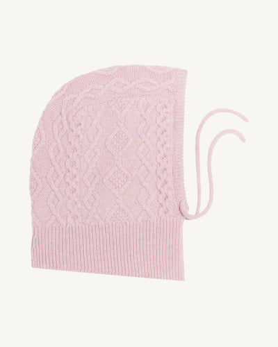 Cagoule à torsades-ROSE VIF/TOURTERELLE-100% cachemire