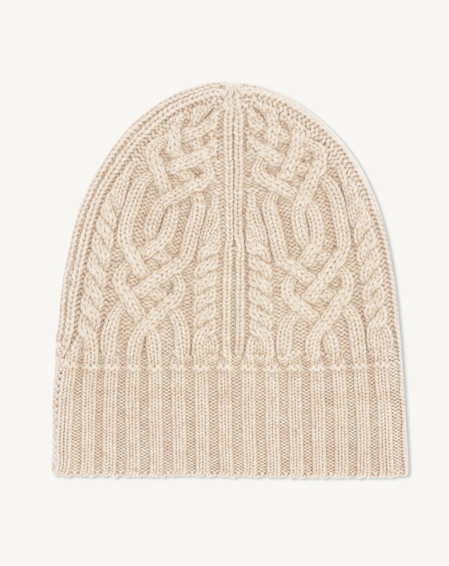Bonnet à torsades-ECRU-100% cachemire