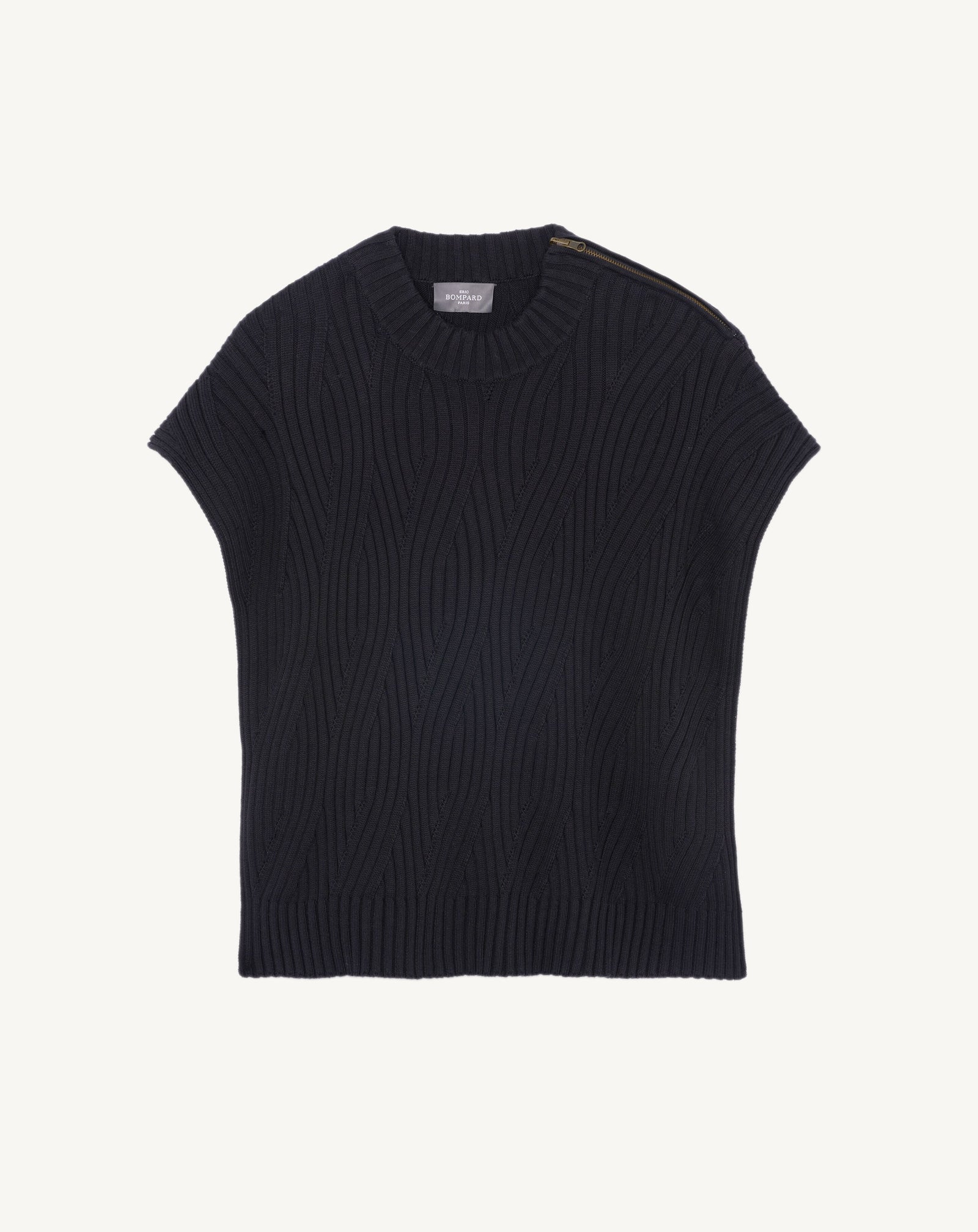 Poncho à torsades-NOIR-85% pima coton 15% cachemire