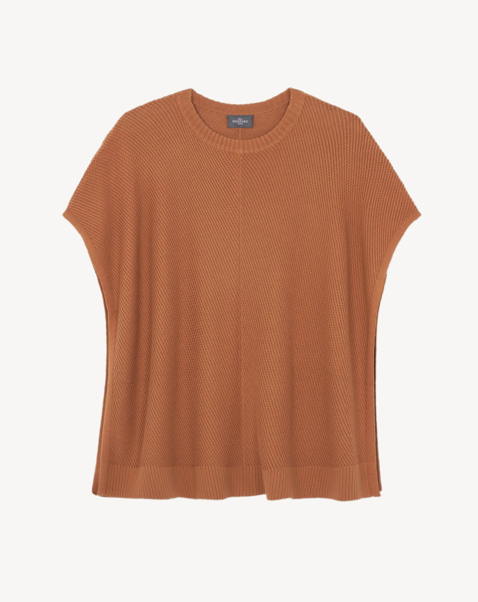 Poncho à côtes-MACCHIATO-85% pima coton 15% cachemire