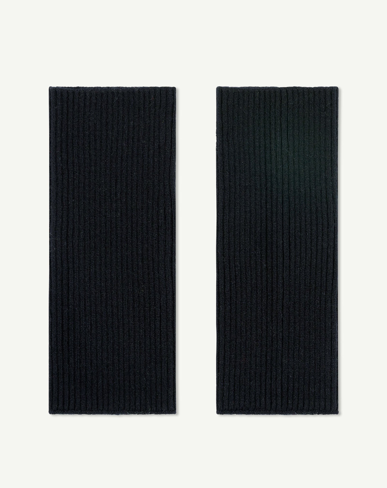 Mitaines courtes à côtes-NOIR-100% cachemire