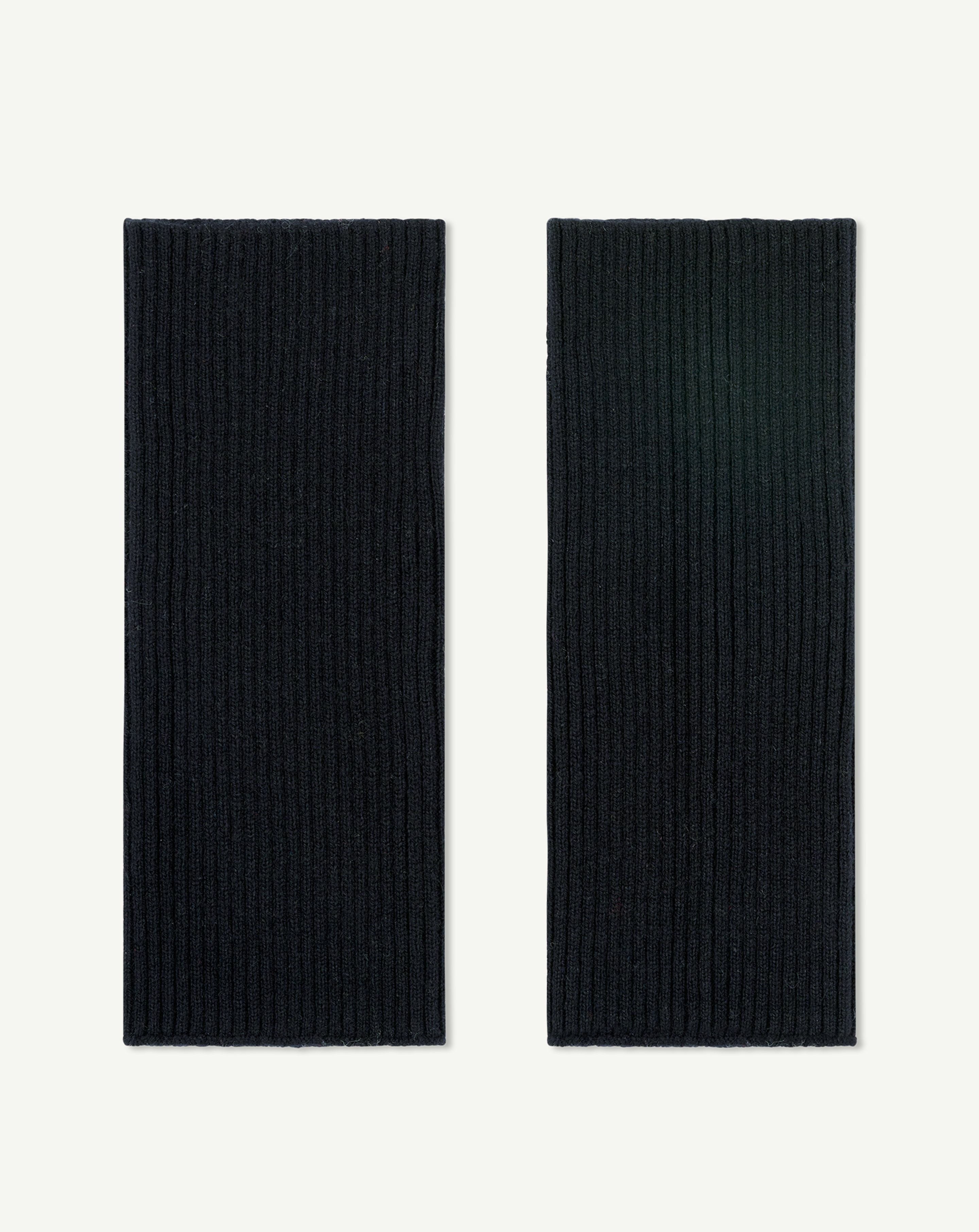 Mitaines courtes à côtes-NOIR-100% cachemire