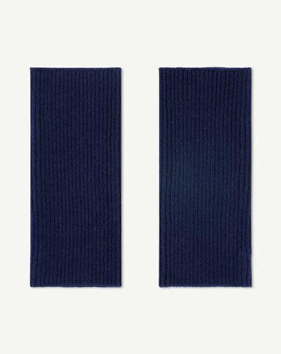 Mitaines courtes à côtes-MARINE-100% cachemire